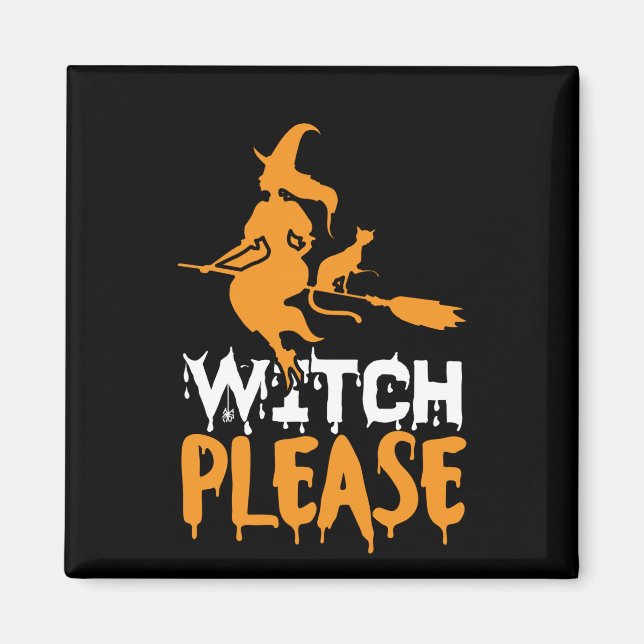Halloween Hexenkatze Bitte Geburtstag Magnet (Vorne)