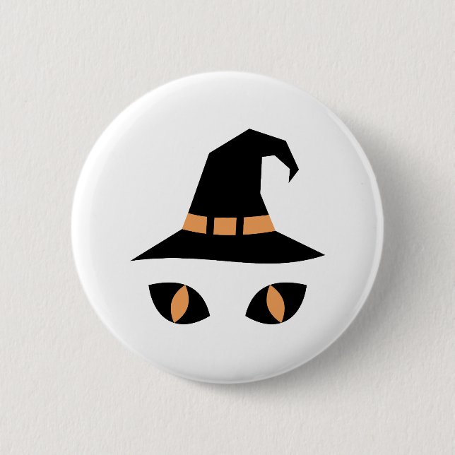 Halloween-Hexenkatze Button (Vorderseite)
