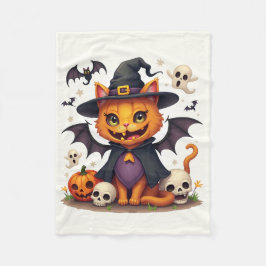Halloween Hexenkatze Fleece Blanket