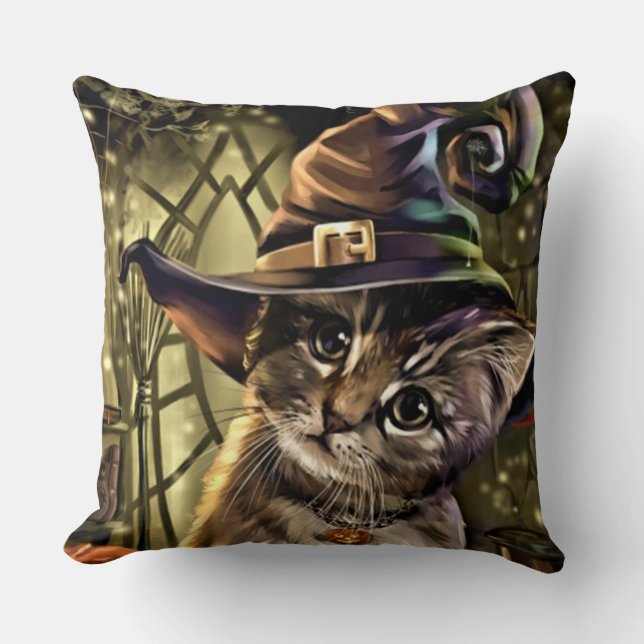 Halloween Hexenkatze Kissen (Vorderseite)