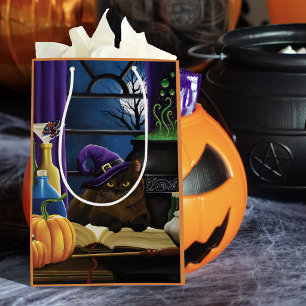 Halloween Hexenkatze Lila Magie Mittlere Geschenktüte