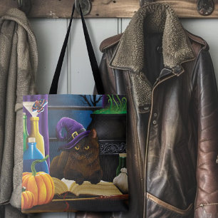 Halloween Hexenkatze Lila Magie Tasche
