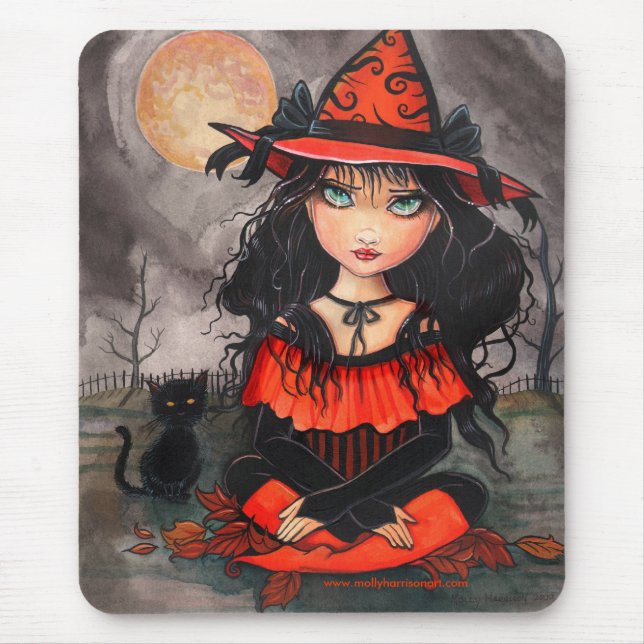 Halloween Hexenkatze-Mauspad Mousepad (Vorne)
