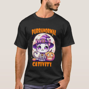 Halloween Hexenkatze Skelett Übernatürliche Aktivi T-Shirt