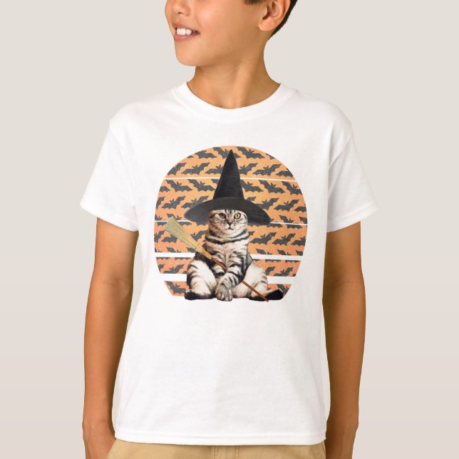Halloween Hexenkatze T-Shirt (Vorderseite)