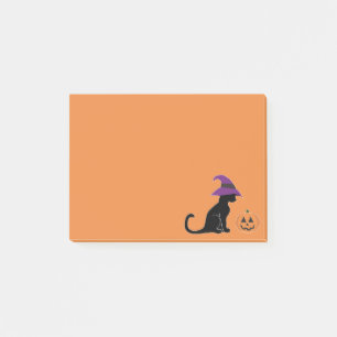 Halloween Hexenkatze und Kürbis Post-it Klebezettel