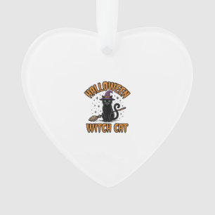 Halloween-Hexenkatze Vintage-Stichdesign_1 Ornament