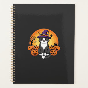 Halloween Hexenkatzen-Kürbis-Mond-Design_1 Planer