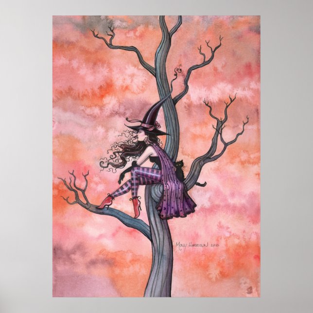 Halloween Hexenkatzenplakat von Molly Harrison Poster (Vorne)