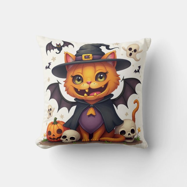 Halloween Hexenkatzenwirbel Kissen (Vorderseite)