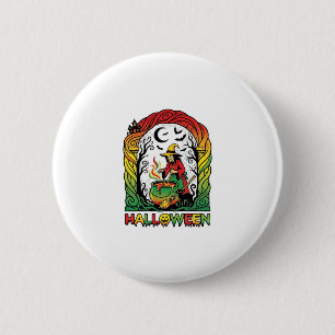 Halloween Hexenkessel braut schwarze Katze Gruseli Button
