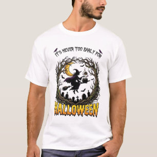 Halloween Hexenkessel Mond Friedhof Verdrehter Bau T-Shirt