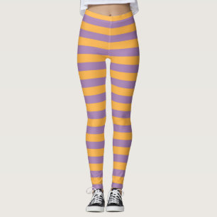 Halloween Hexenkraut Orange Lila gestreift Leggings