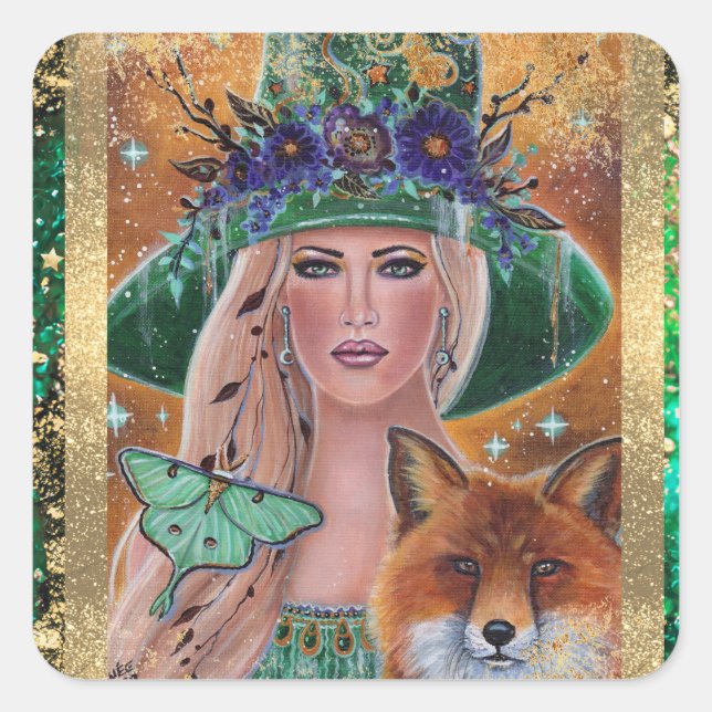 Halloween Hexenkunst von Renee Lavoie Quadratischer Aufkleber (Vorderseite)
