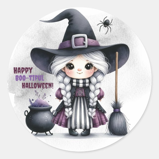 Halloween Hexenkunst Zauberburg Runder Aufkleber (Vorderseite)