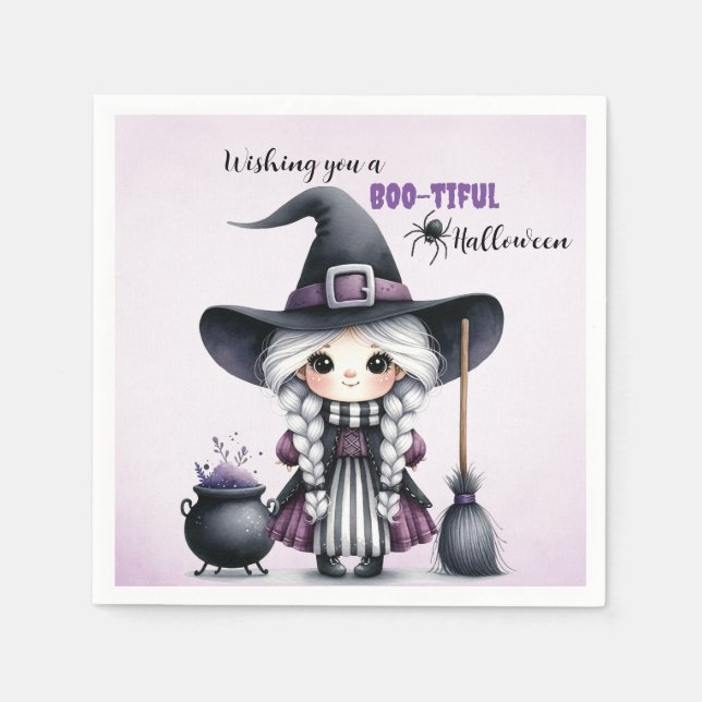 Halloween Hexenkunst Zauberburg Serviette (Vorderseite)