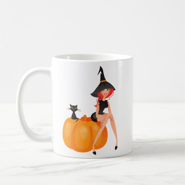 Halloween Hexenkürbis Kaffeetasse (Links)