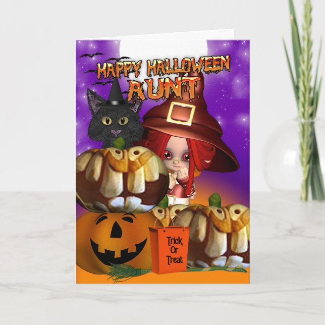 Halloween-Hexenkürbis-Kürbislaterne Karte (Vorderseite)