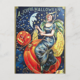 Halloween Hexenkürbis Vintager Spaß Postkarte