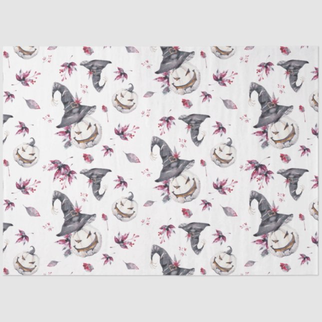 Halloween Hexenkürbisgeweihpapier Seidenpapier (Vorderseite)