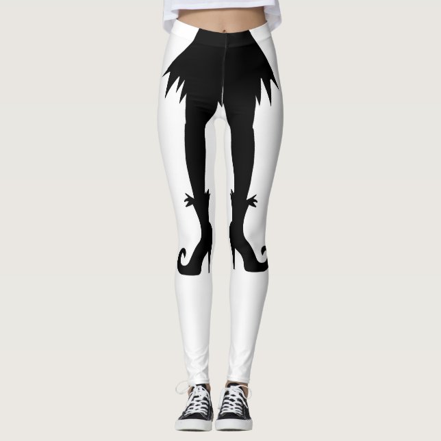 Halloween Hexenleder mit Rock und Stiefeln Leggings (Vorderseite)