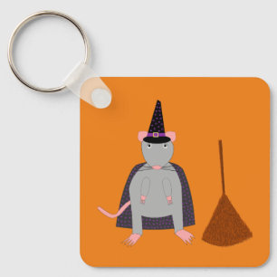 =Halloween Hexenrat und Broom Double Side Schlüsselanhänger