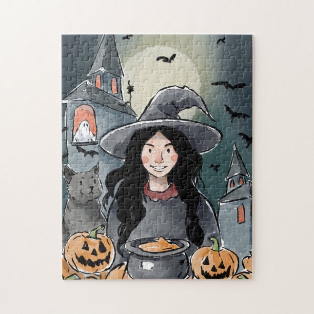 Halloween-Hexenrätsel (Vertikal)