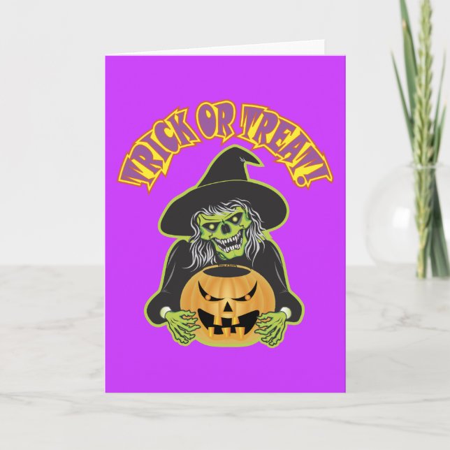 Halloween Hexenschädel Karte (Vorderseite)