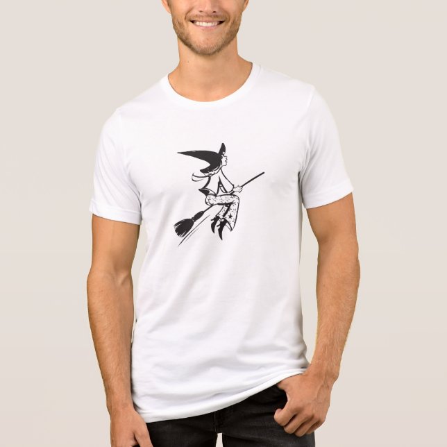 Halloween-Hexenschwarz Zeichnend Tri-Blend Shirt (Vorderseite)