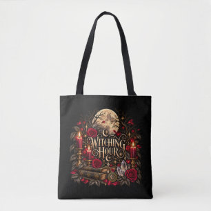 Halloween Hexenstunde Gothic Mond Rosen Gruselig Tasche