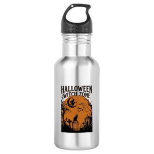 Halloween Hexenzone Schwarze Katze Friedhof Fleder Edelstahlflasche