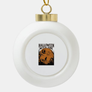 Halloween Hexenzone Schwarze Katze Friedhof Fleder Keramik Kugel-Ornament
