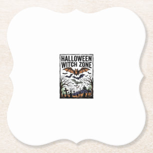 Halloween-Hexenzone Vintage-Friedhofs-Fledermaus-D Untersetzer