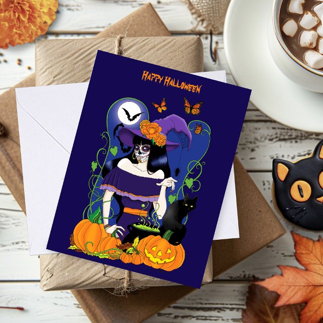 Halloween Hexenzuckerskull Karte (Von Creator hochgeladen)