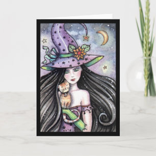 Halloween-Hexeorange Tabby-Gruß-Karte Karte