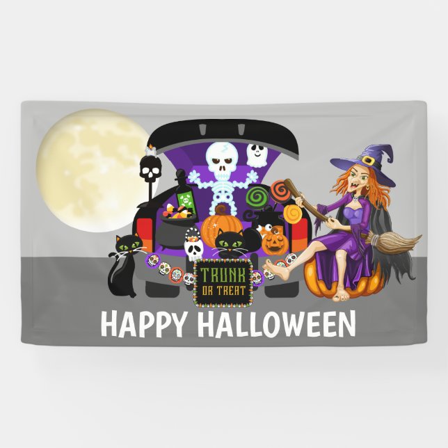 Halloween-Hexestamm oder -Leckerei addieren Banner (Horizontal)