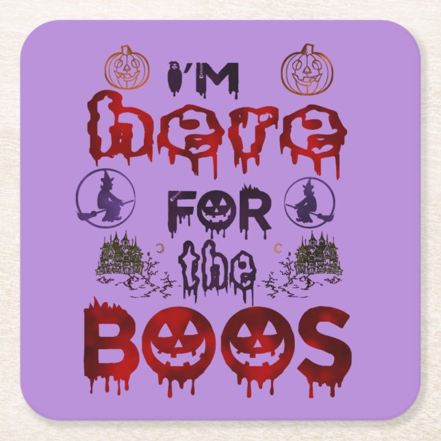 Halloween Hier für Boos Rechteckiger Pappuntersetzer (Vorderseite)