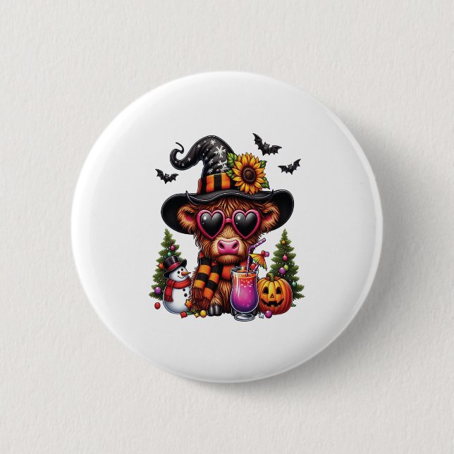 Halloween Highland Cow 2 Button (Vorderseite)