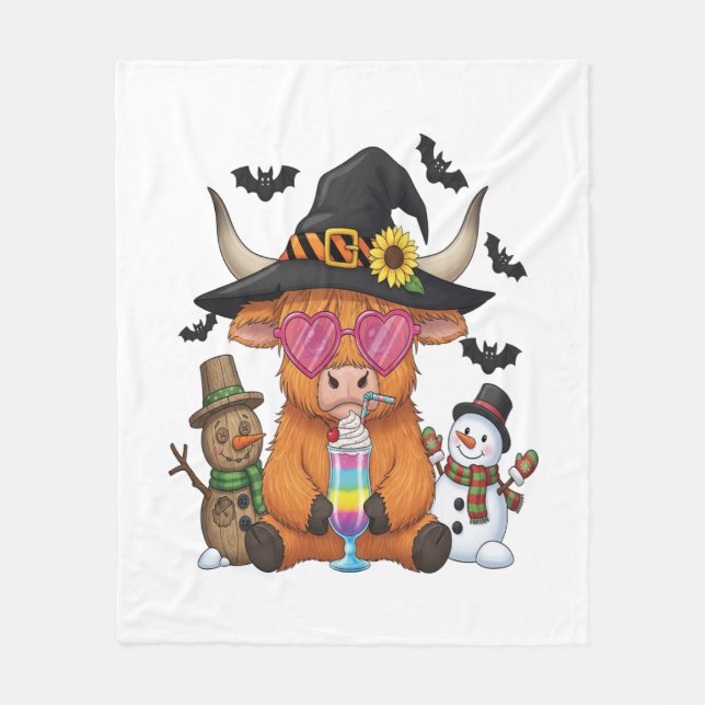 Halloween Highland Cow (2) Fleecedecke (Vorderseite)