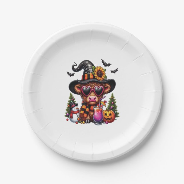 Halloween Highland Cow 2 Pappteller (Vorderseite)
