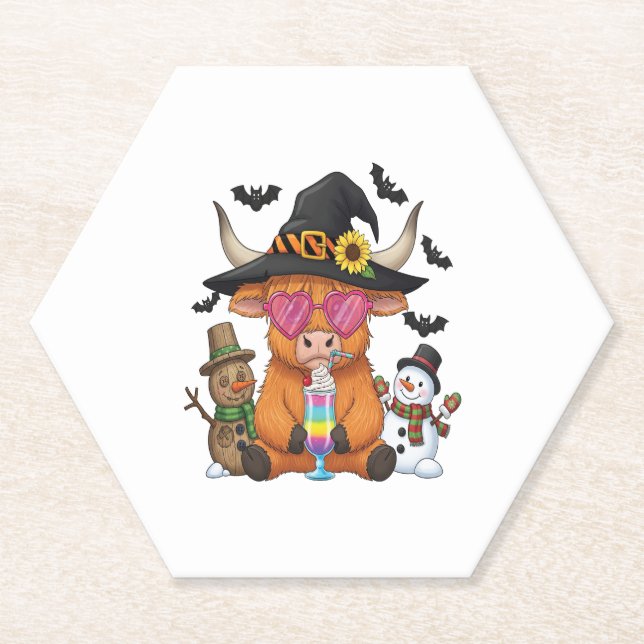 Halloween Highland Cow (2) Untersetzer (Vorderseite)