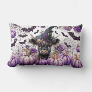 Halloween Highland Cow Hexenkürbis Lila Pumpkins Lendenkissen