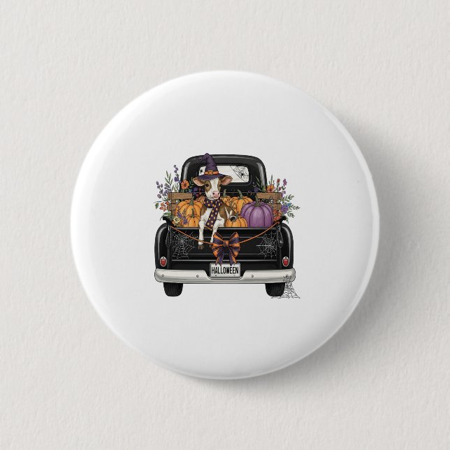 Halloween Highland Cow mit Truck Button (Vorderseite)