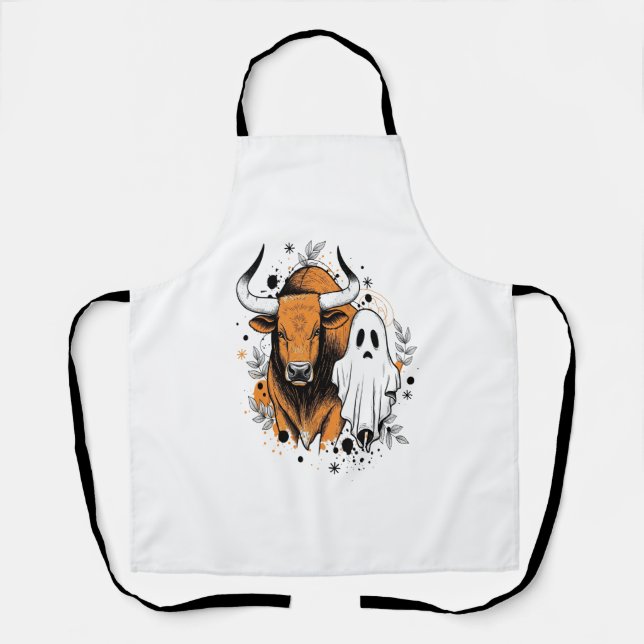 Halloween Highland Cow Niedlich Fall Schürze (Vorderseite)