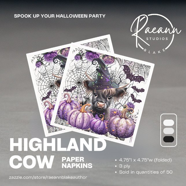 Halloween Highland Cow Paper Napkins Serviette (Von Creator hochgeladen)