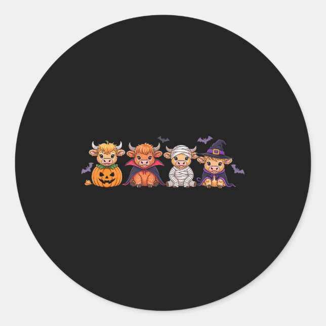 Halloween Highland Cow  Runder Aufkleber (Vorderseite)