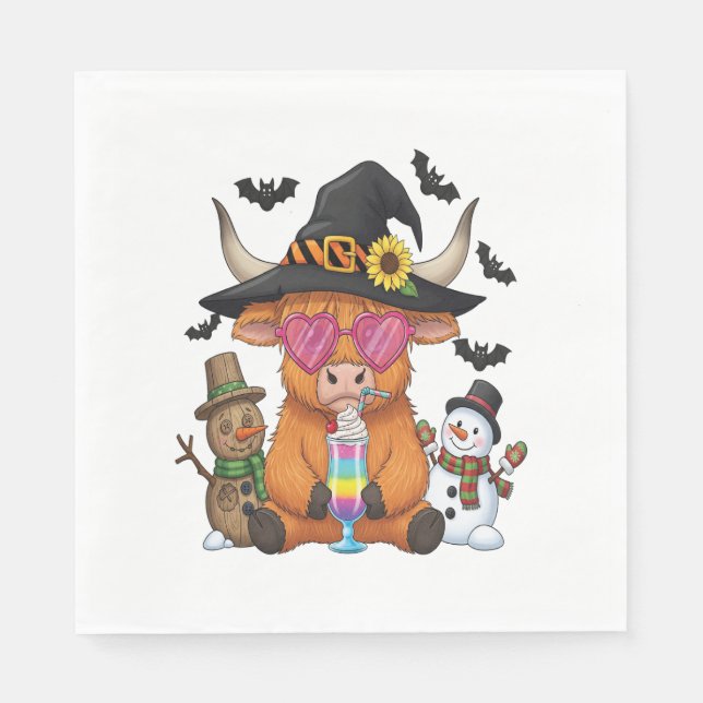 Halloween Highland Cow Serviette (Vorderseite)