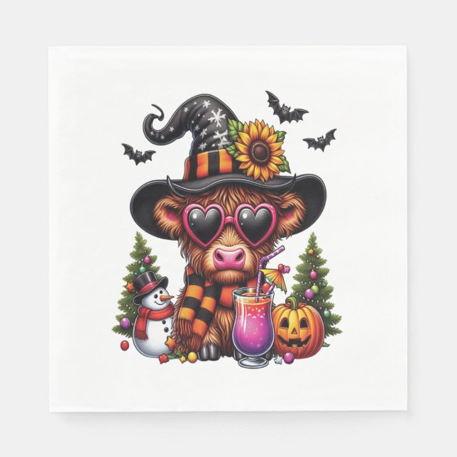 Halloween Highland Cow Serviette (Vorderseite)