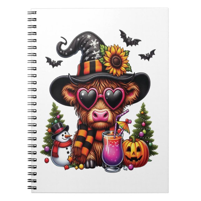 Halloween Highland-Kuh 2 Notizblock (Vorderseite)