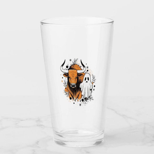 Halloween Highland-Kuh Niedlich Herbst Glas (Vorderseite)